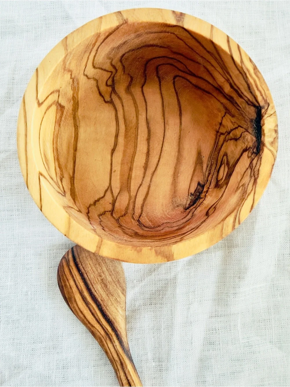 Hand-carved Italian Olivewood 7 oz Sugar Bowl & Spoon Set, Original Retail $59